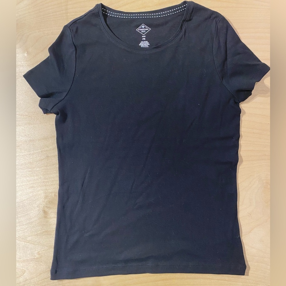 St. John's Bay Black Short Sleeve Tee PS (QJ)